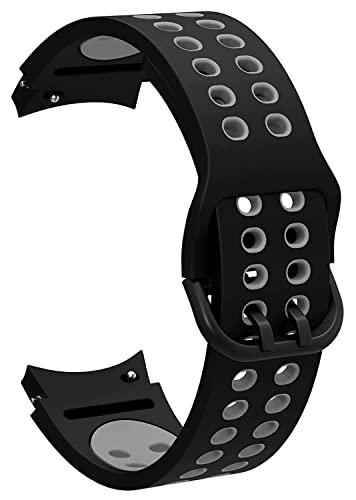 Image of FOLX FAG05 Sport Ni-ke Airhole Silicone Strap Compatible for Samsung Galaxy Watch 4 Band & Galaxy Watch 5 Band 44mm 40mm /Watch 5 Pro Bands 45mm /Galaxy Watch 4 Classic Bands 46mm 42mm,20mm Sport Strap Wristbands for Men Women Unisex (BLACK & GREY)