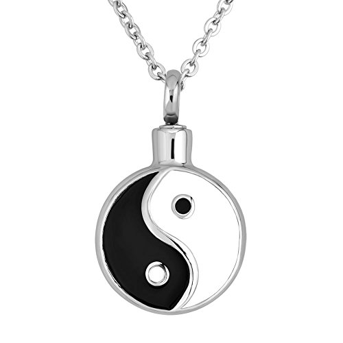 LovelyCharms Yinyang Urn Necklace for Ashes Stainless Steel Keepsake Memorial Cremation