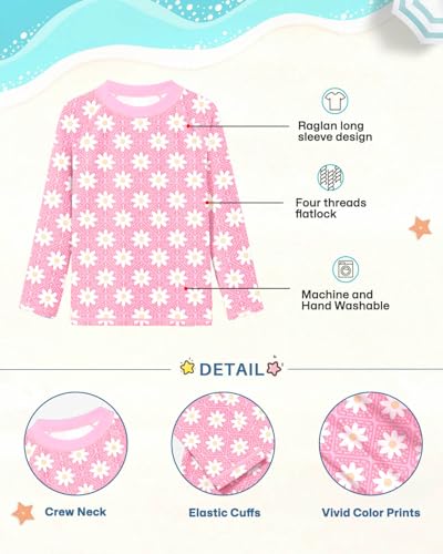 Image of BesserBay Girls Rash Guard UPF 50+ Raglan Sleeve Quick Dry Swim Shirt 4-12 Years