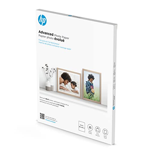 Image of HP Advanced Photo Paper, Glossy, 65 lb, 8 x 10 in., 203 x 254 mm, 25 sheets (6J777A) (Pack of 5)