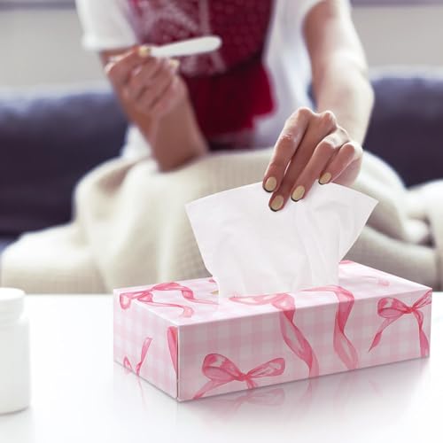 Image of Yinder 12 Packs Back to School Facial Tissue Boxes 1560 Sheets Soft Facial Tissue Bulk for Teacher Classroom School 2 Ply 130 Sheets Travel Tissues for Home Office Car Kitchen Wedding(Pink Bow)