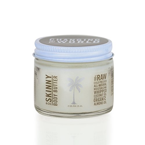 SKINNY and CO. Body Butter Moisturizer, Almond and Coconut Oil for Natural Skin care and Hair care (2 oz.)
