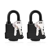 2 Pack Padlock with Keys, Waterproof Shackle Padlocks Outdoor, 40mm Heavy Duty Lock Key Pad Lock, Safety Padlock Laminated Steel for School, Gym Locker, Garage, Shed, Fence