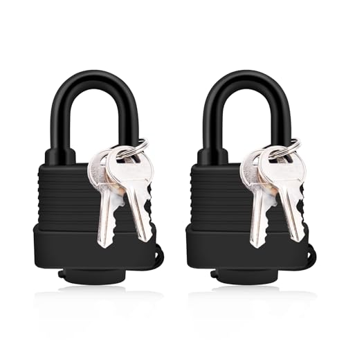 2 Pack Padlock with Keys, Waterproof Shackle Padlocks Outdoor, 40mm Heavy Duty Lock Key Pad Lock, Safety Padlock Laminated Steel for School, Gym Locker, Garage, Shed, Fence by Generic - Used condition - CA$14.78