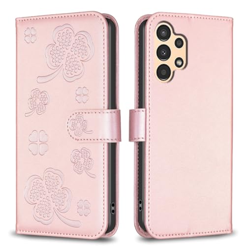 TIANDAFEIJIUB Etui portfelowe na telefon Samsung Galaxy A33 z czterolistną koniczyną, magnetyczne etui z klapką ze skóry PU, z przegródką na karty kredytowe, podpórka, odporne na wstrząsy etui na