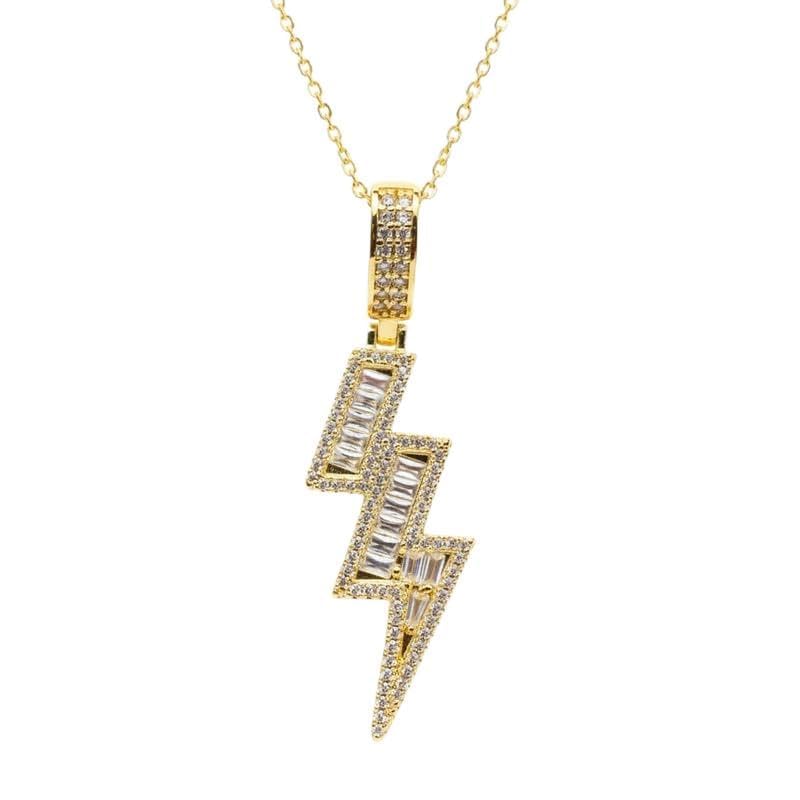 Collier émanant le pouvoir en argent 925 plaqué or et pierres de zircone cubique artisanales