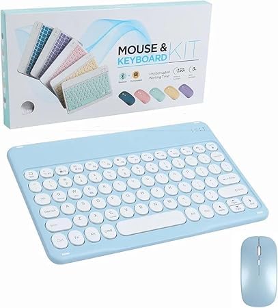 JAMBUVANTI® 1Pack, Bluetooth Keyboard and Mouse Combo,Ultra Slim Rechargeable Portable Wireless Keyboard Mouse Set Compact for Android Windows Tablet Cell Phone. Multicolor