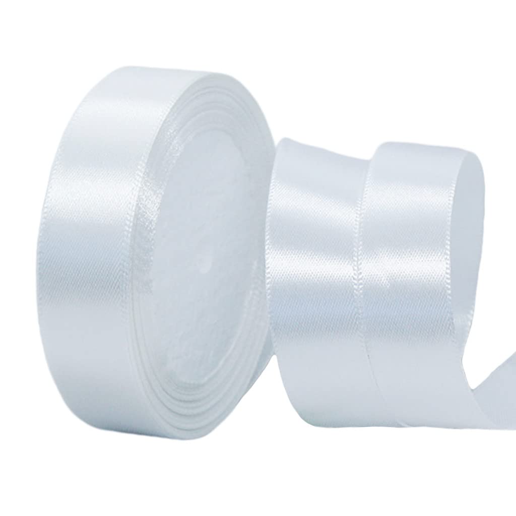 25mm White Ribbon for Gift Wrapping,22m Fabric Thick Satin Ribbon White Bow for Gift Wrapping,Ribbons for Balloons,Crafting,Hair,Bouquets,Wedding, Car,Presents,Cake,Christmas Party Decorations