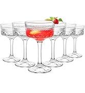 6 Pcs Ribbed Coupe Glasses, 10 oz Vintage Cocktail Coupe Glasses Set, Unique Martini Glass, Class...