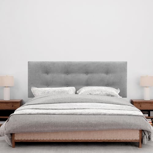 DHOME Cabecero de Polipiel o Tela AQUALINE Pro con 2 Hileras de Botones y Patas Cabezal Tapizado Cama Lujo (Tela Gris, 135x105cm (Camas 120/135/140)) - imagen 2