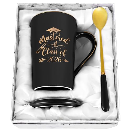 Maustic Masters Degree Graduation Gifts Mastered It Class of 2026 Coffee Mug College Graduation Gifts for Women Her Him Class of 2026 Grad Gift MBA Grad Gift 14 Oz Black