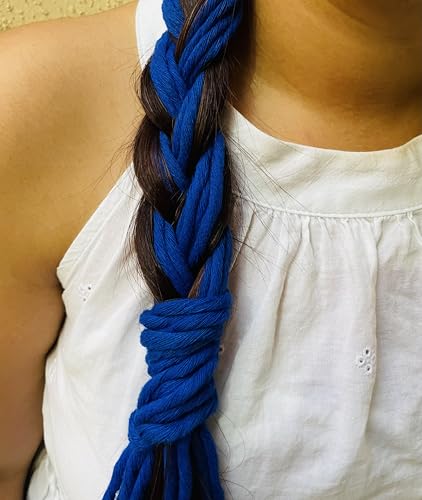 Image of Zippy Flora Neelima Parandi (Royal Blue) | Handmade Boho Parandi | Traditional Hair Accessory with Tassles & Shells | Hair Extension | Choti for Curly & Straight Hair | 22 Inches Length