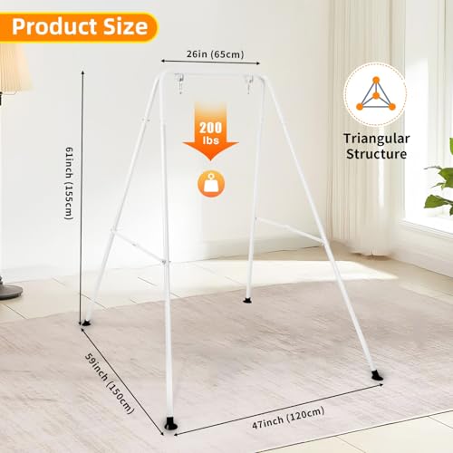 Image of Swing Stand for Kids, Foldable A-Frame Metal Frame, Indoor & Outdoor Heavy Duty Swing Stand for Most Baby Jumper /Toddler Swings /Hammock Chair, Easy to Assemble, Seat not Included