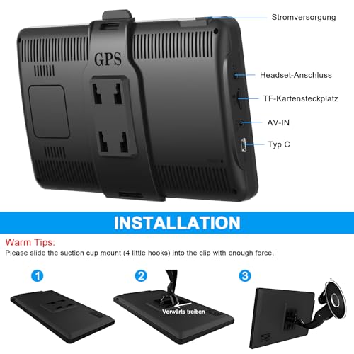 Navigationsgeräte für Auto,7 Zoll,LKW navigationsgeräte-GPS mit Echtzeit-Verkehrsinformationen,mit HD-Display und Sprachsteuerung,europäische Karten,geeignet für PKWs,Wohnmobile und LKWs