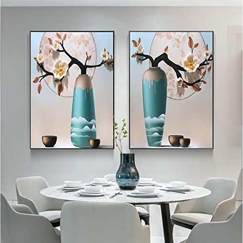 Lienzos de flores contemporaneos para decorar un dormitorio elegante y luminoso