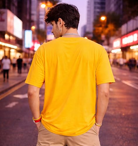 Image of London Hills Printed Cotton Blend Half Sleeve Oversized Men Round Neck Tshirts | T Shirt for Man | Tshirt | Shirts Men | Tshirt for Man | T-Shirt | Pack of 2