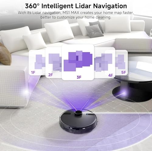 MONSGA Robot Vacuum with Mop, 7000Pa Powerful Suction, Lidar Navigation Robotic Vacuum with 3.5L Self-Empty Station, 180mins Runtime, APP/Remote/Voice Control, for Hard Floors and Carpets (MS1MAX) - Image 5