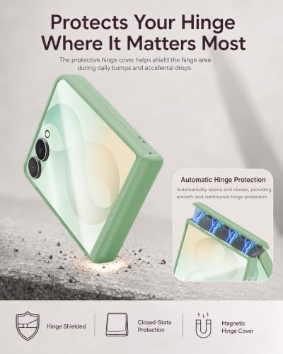 Image of STORMTAL for Samsung Galaxy Z Flip 8 Case, Hinge Protection, Built-in Screen Protector, Wireless Charging, Shockproof, Slim Rugged Phone Protective Case for Galaxy Z Flip 8 Matcha