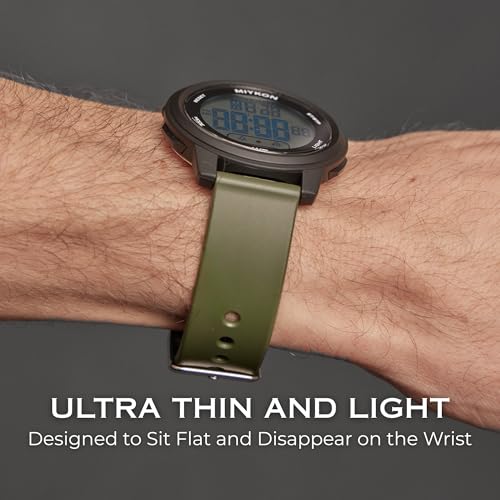 Image of Miykon Ultra-Thin Digital Watch for Men - Minimalist Waterproof Sports Watch with Large Easy to Read Display - Shockproof Resin, Super Illuminator, Stopwatch & Timer, Alarm, Dual Time, 24hr Military Time