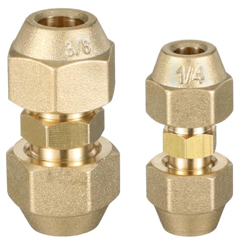 2 Stück Rohrverlängerungs-Verbindungsset, 1/4'' und 3/8'' kältemittelleitung, Klima Doppelnippel Verbindungsnippel Schweißfreie...