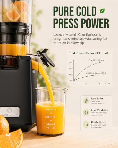 Image of LINKChef Cold Press Juicer, 250W Juicer Machines with 5.12 inch Wide Feed Chute, 60 oz Capacity, BPA-Free, Easy to Clean, Includes Juice Recipes for Vegetable and Fruit Juice at Home