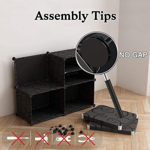 Image of Premium Modular Plastic Shoe Rack for Home | 8 ๐๐๐๐๐
Shoe Rack with 4 Doors, Hook Holder for Home Storage Organizer with Metal Door Frame to Cover Chappal Slipper Sandals Shoes - Black