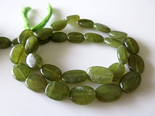 Vessonite green garnet perles ovales véritables pour enfilage sans défaut