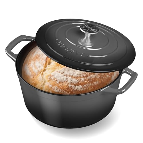 Nuwave 6QT Healthy Enameled Cast Iron Dutch Oven Pot with Lid, Heavy Duty 7-Layer Enamel, Enhanced Rust Protection, Dual - Detailed View