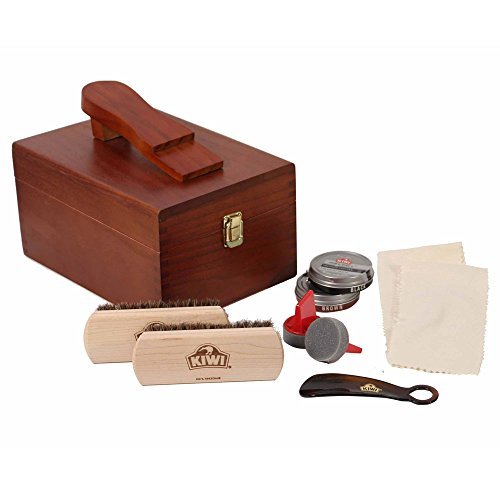 Kiwi Select Shoe Shine Care Kit Valet II Wooden Box w/ 10 pc Content - //coolthings.us