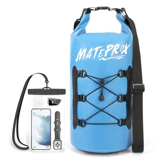 MATEPROX Bolsa Impermeable, 5L/10L/20L, Flotante y Protección IPX8, con Funda Impermeable Móvil, Ajustables Bolsa Estanca para Kayak, Camping, Rafting y Actividades Acuáticas-20L Azul