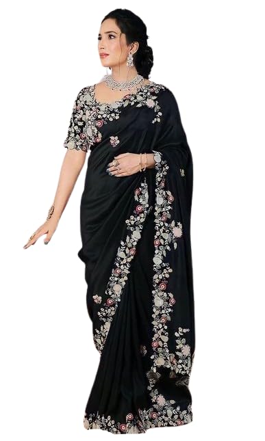 infabzon Womens Saree Bollywood Style Faux Georgette Fabric On Beautiful Sequins Multi Color Embroidery Cording Work - Review, Price and Buying Guide