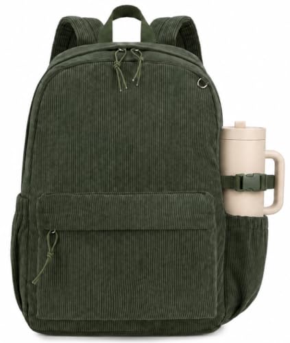 Image of BTOOP School Backpack for Teens Girls, Cute Corduroy Bookbag Lightweight 15.6 inch Laptop Bag for Women, Giant Tumbler Holder Pocket Casual High School College