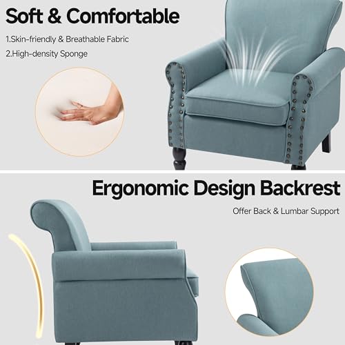 Sillón clásico tapizado azul sin reclinar miniatura 5
