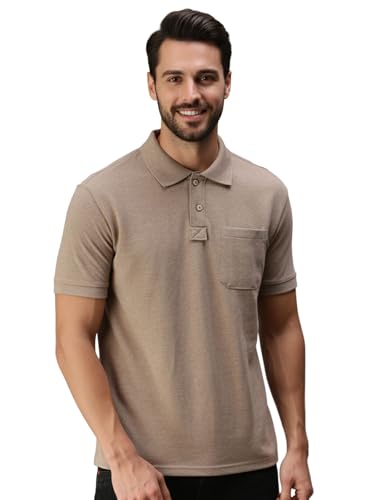 Image of Lux Cozi Men's T-Shirt with Chest Pocket | Polo T-Shirt for Man | Plain Casual Stylish | Half Sleeve| Cotton Blend Collar Polo T-Shirts for Men