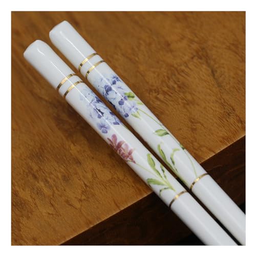 Baguettes en Porcelaine Motif Floral, 1 Paire de Baguettes réutilisables, Coffre céramique de Porcelaine Tendre de Haute qualité, Baguettes Chinoises japonaises, lavables au Lave-Vaisselle Q