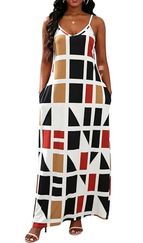 Image of vunahzma Womens Casual Fashion Sleeveless Plus Size Loose Long Sexy Maxi Dress with Pockets
