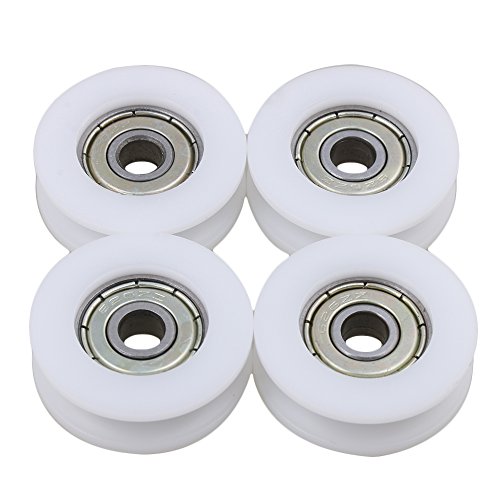 BQLZR D3.0xd0.6xT1.0cm Deep U Type Groove Guide Poulie Scell¨¦ Rail Roulement ¨¤ Rouleaux Roue Fente En U Rond Nylon Emboss¨¦ U626ZZ Pack de 4