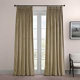 HPD Half Price Drapes Signature Velvet Thermal Blackout Curtains for Living Room 108 Inches Long (1 Panel) French Pleated Insulated Curtains for Bedroom 25W x 108L, Denver Taupe