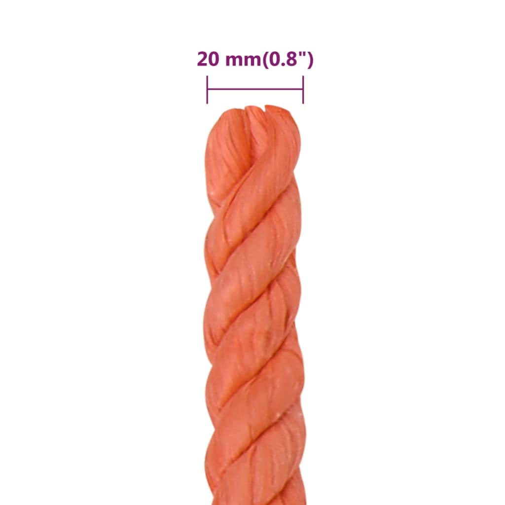 ECLAY Hardware Hardware Accessori Catena, Filo & Fune Fune & Hardware Cavo Corda di Lavoro Arancione 20 mm 50 m Polipropilene