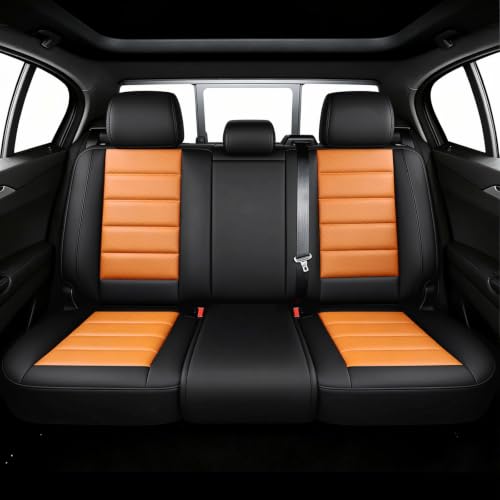 Image of Full Set Car Seat Covers for Ford F-150 F-250 F-350 XL XLT STX Lariat King Ranch Platinum Raptor Seat Covers 2007-2026, Waterproof Seat Protectors(Standard 5 Seats /Black&Orange)