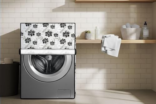 Image of Stylista Washing Machine Cover Compatible for Bosch 8 kg Front Load WAT24463IN Floral Pattern White
