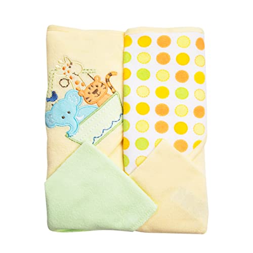 Image of Spasilk Hooded Terry Bath Baby Towel with 2 Washcloths, Baby Bath Essentials, Ark Yellow, Set of 4