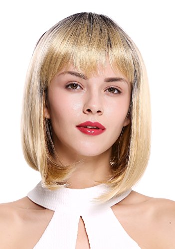 WIG ME UP - DW-2140Q-OF627613YS1B Lady Quality Wig Bob Longbob short smooth straight fringe bangs ombre mix black blond - Image 2