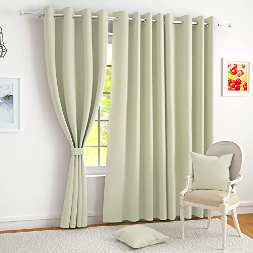 Story@Home Cortinas opacas con ojales aislantes térmicos, cortinas opacas para dormitorio, color beige (3 piezas, puerta larga, 2,7 m)