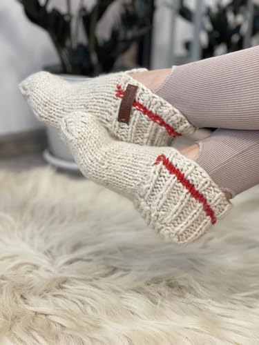 Wool Hand-Knitted Slippers | Eco-Friendly Organic Slippers | Warm White Room Slippers for Everyday Comfort | Handmade and Cozy4