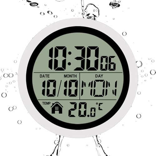 Reloj de ducha con termómetro digital y accesorios de baño a pilas 2