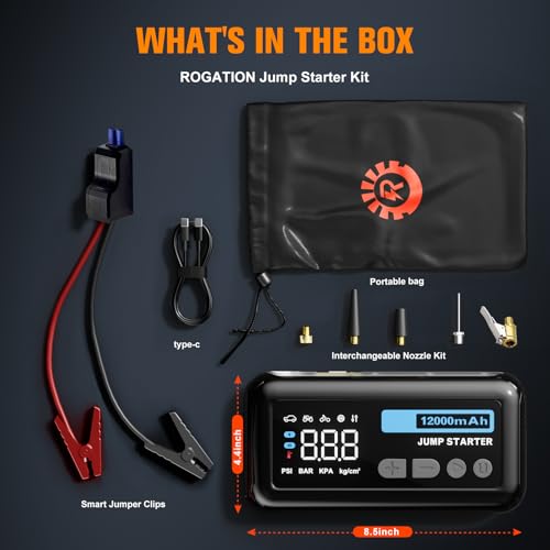 Image of Jump Starter with 150PSI Air Compressor, 2000A Peak 12V Booster, 10000mAh Portable Car Battery Jump Starter, Up to 10L Gas /8L Diesel Engines, 33W Bidirectional Fast Charging Power Bank-Black
