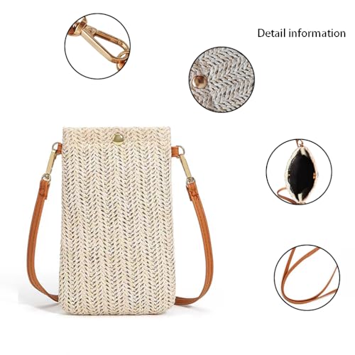 Straw Crossbody Phone Bag for Women 2 Pack Small Woven Rattan Purse 7 Inches, Lightweight, Natural Elegance, Summer, Beach, Daily Use2