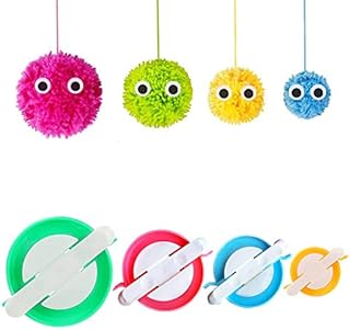 Pom Pom Maker, 4 Sizes Pompom Maker Tool Set for Fluff Ball Weave DIY Wool Yarn Knitting Craft Project for Kids and Adult - RRigo