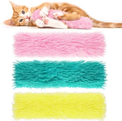 OSDUE 3Pcs Katzenminze Katzenspielzeug, Katzen Spielzeug Set, Katzenkissen mit Katzenminze Katzen Baldrian Kissen Plüsch Schmusekissen, Weiches Flauschiges Haustier beruhigendes Sp